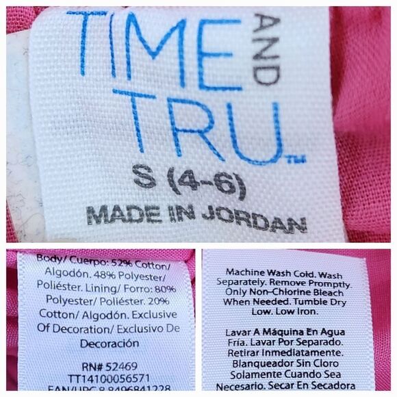 ☔️🔹️NWT Pink Plaid w/Embroidered Lace Floral Print Size 6/28 - Picture 11 of 11